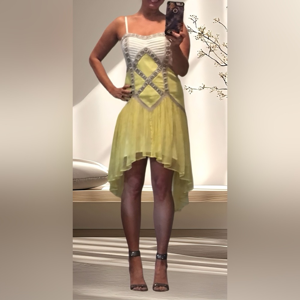 NWT! Unique Magical Free People Dress - Chiffon, Beaded Bodice, and Hi-Lo Hem